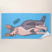 Afbeelding van de cartoon van sphynx-katten strandlaken (Voorkant)