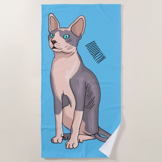 Afbeelding van de cartoon van sphynx-katten strandlaken (Voorkant)