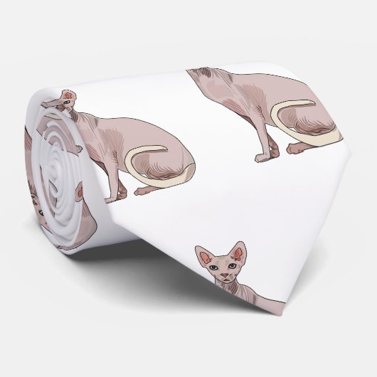 Afbeelding van de cartoon van sphynx-katten stropdas (Opgerold)