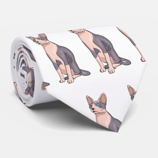 Afbeelding van de cartoon van sphynx-katten stropdas (Opgerold)