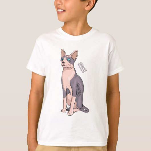 Afbeelding van de cartoon van sphynx-katten t-shirt (Voorkant)