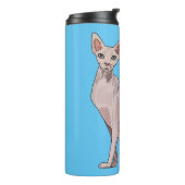 Afbeelding van de cartoon van sphynx-katten thermosbeker (Gedraaid links)