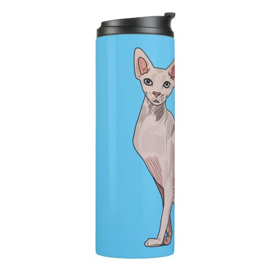 Afbeelding van de cartoon van sphynx-katten thermosbeker (Gedraaid links)