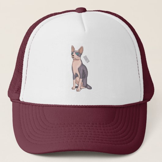 Afbeelding van de cartoon van sphynx-katten trucker pet (Voorkant)