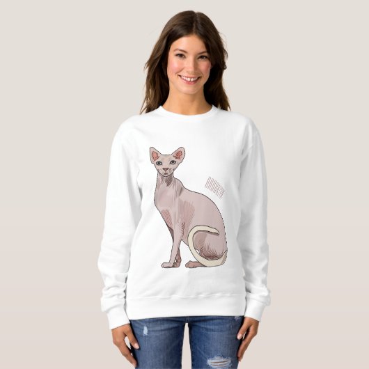 Afbeelding van de cartoon van sphynx-katten trui (Voorkant volledig)