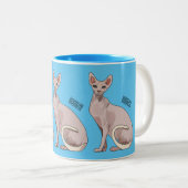Afbeelding van de cartoon van sphynx-katten tweekleurige koffiemok (Voorkant rechts)