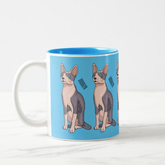 Afbeelding van de cartoon van sphynx-katten tweekleurige koffiemok (Links)