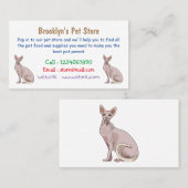 Afbeelding van de cartoon van sphynx-katten visitekaartje (Voorkant / Achterkant)