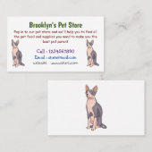 Afbeelding van de cartoon van sphynx-katten visitekaartje (Voorkant / Achterkant)