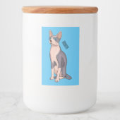 Afbeelding van de cartoon van sphynx-katten voedselcontainer etiket (Voorkant)