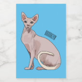 Afbeelding van de cartoon van sphynx-katten voedselcontainer etiket (Enkel label)