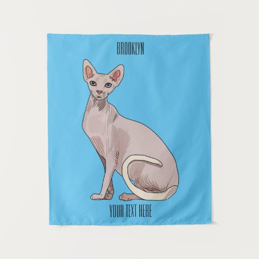 Afbeelding van de cartoon van sphynx-katten wandkleed (Voorkant)