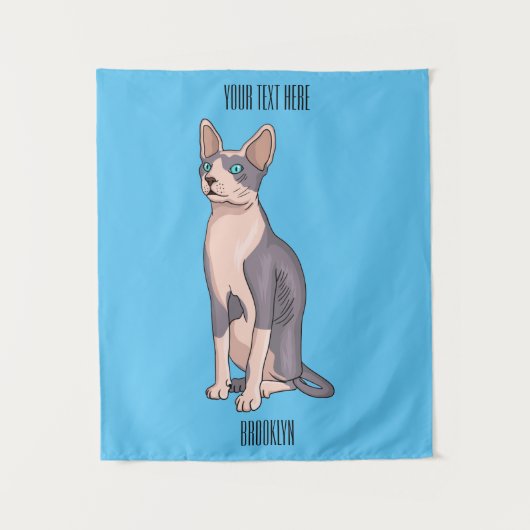 Afbeelding van de cartoon van sphynx-katten wandkleed (Voorkant)