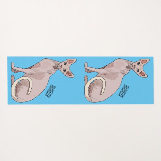 Afbeelding van de cartoon van sphynx-katten yogamat (Achterkant (horizontaal))