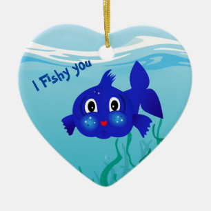 Afbeelding van de cartoon van vetvis keramisch ornament