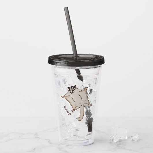 Afbeelding van de cartoon van vliegende vliegende  acryl drinkbeker (Voorkant ijs)