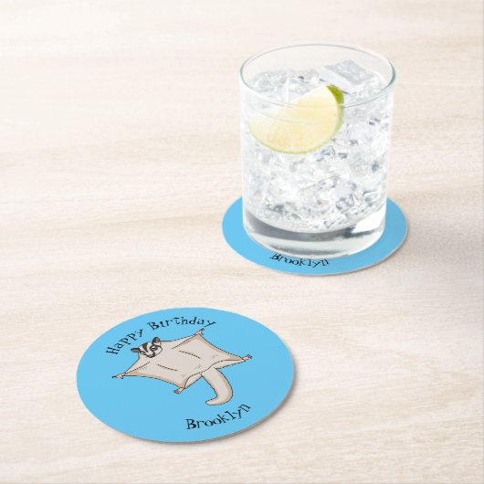 Afbeelding van de cartoon van vliegende vliegende  ronde kartonnen onderzetter (Insitu)