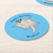 Afbeelding van de cartoon van vliegende vliegende  ronde kartonnen onderzetter (Gebogen)