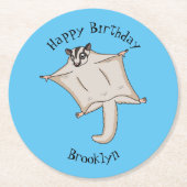 Afbeelding van de cartoon van vliegende vliegende  ronde kartonnen onderzetter (Voorkant)