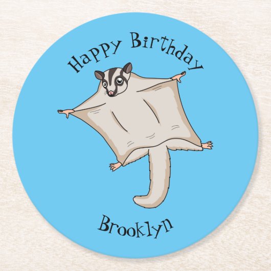 Afbeelding van de cartoon van vliegende vliegende  ronde kartonnen onderzetter (Voorkant)