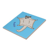 Afbeelding van de cartoon van vliegende vliegende  tegeltje (Zijkant)