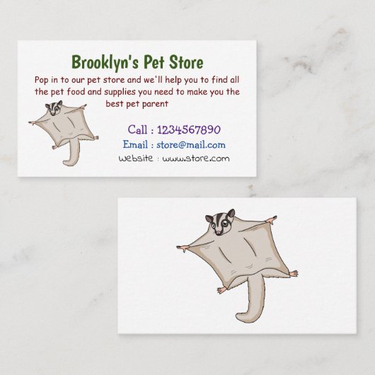 Afbeelding van de cartoon van vliegende vliegende  visitekaartje (Voorkant / Achterkant)