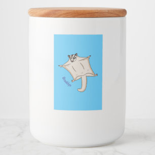 Afbeelding van de cartoon van vliegende vliegende  voedselcontainer etiket