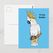 Afbeelding van de cartoon van zwavelige cockatoevo briefkaart (Voorkant / Achterkant)