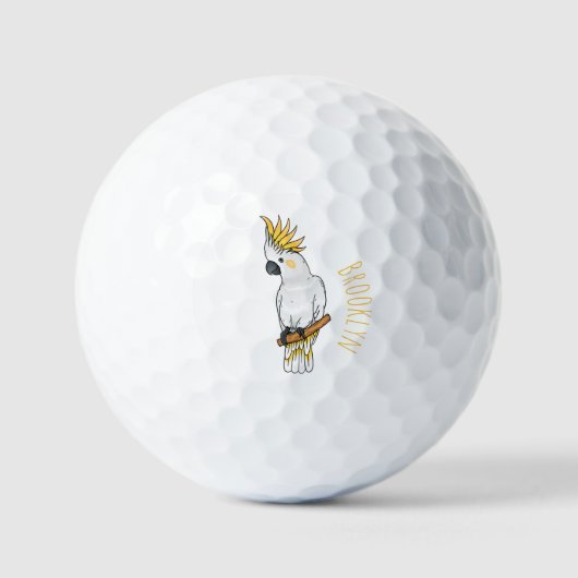 Afbeelding van de cartoon van zwavelige cockatoevo golfballen (Voorkant)