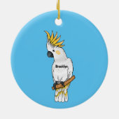 Afbeelding van de cartoon van zwavelige cockatoevo keramisch ornament (Achterkant)