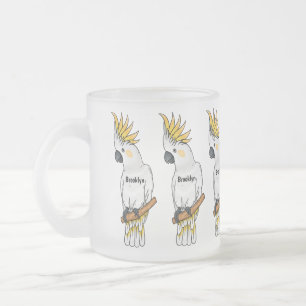 Afbeelding van de cartoon van zwavelige cockatoevo matglas koffiemok