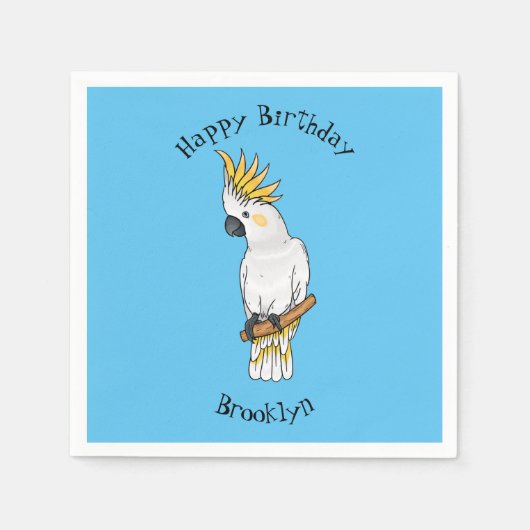 Afbeelding van de cartoon van zwavelige cockatoevo servet (Voorkant)