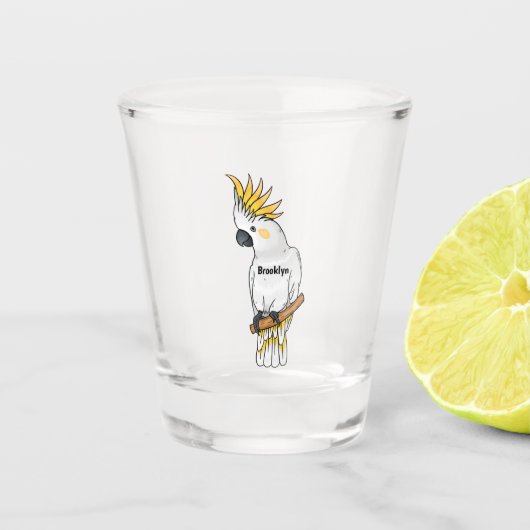 Afbeelding van de cartoon van zwavelige cockatoevo shot glas (Voorkant)