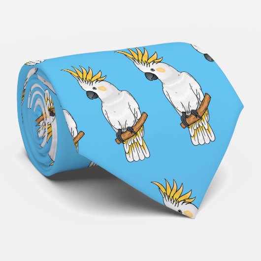 Afbeelding van de cartoon van zwavelige cockatoevo stropdas (Opgerold)