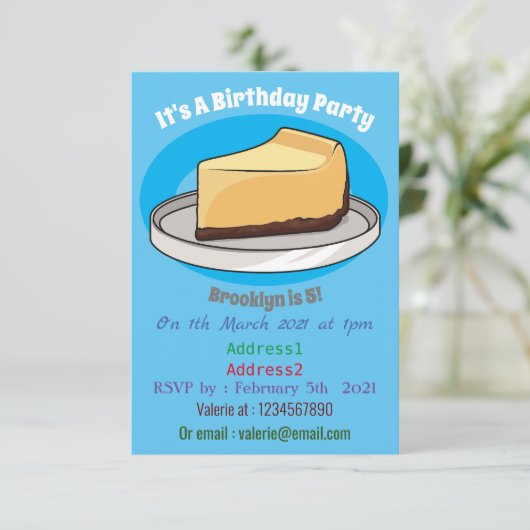 Afbeelding van de Cheesecake-cartoon Kaart (Staand voorkant)