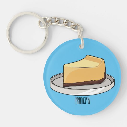 Afbeelding van de Cheesecake-cartoon Sleutelhanger (Voorkant)