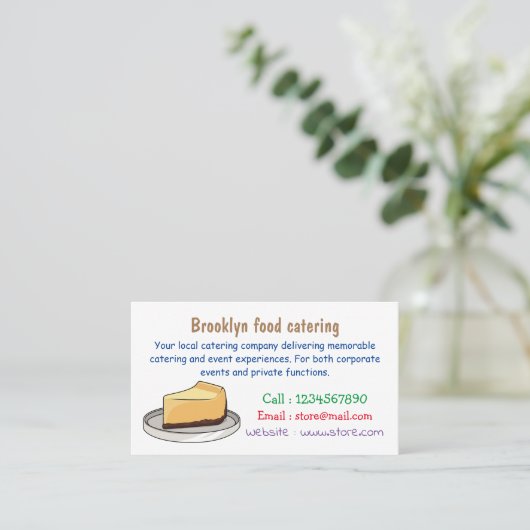 Afbeelding van de Cheesecake-cartoon Visitekaartje (Staand voorkant)