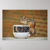 Afbeelding van de Chipmunk met de Latte Coffee Cup Poster (Voorkant)