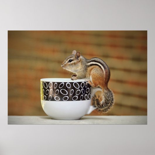 Afbeelding van de Chipmunk met de Latte Coffee Cup Poster (Voorkant)