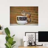 Afbeelding van de Chipmunk met de Latte Coffee Cup Poster (Thuiskantoor)