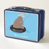 Afbeelding van de Cute beer cub Fishing cartoon (Achterkant)