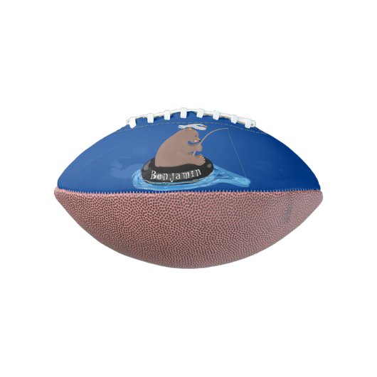 Afbeelding van de Cute beer cub Fishing cartoon American Football (Gedraaid 90)