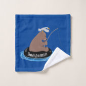 Afbeelding van de Cute beer cub Fishing cartoon Bad Handdoek (Wasdoekje)