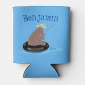 Afbeelding van de Cute beer cub Fishing cartoon Blikjeskoeler (Voorkant)