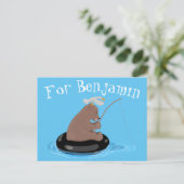 Afbeelding van de Cute beer cub Fishing cartoon Briefkaart (Staand voorkant)