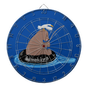 Afbeelding van de Cute beer cub Fishing cartoon Dartbord