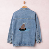 Afbeelding van de Cute beer cub Fishing cartoon Denim Jacket (Hangar)