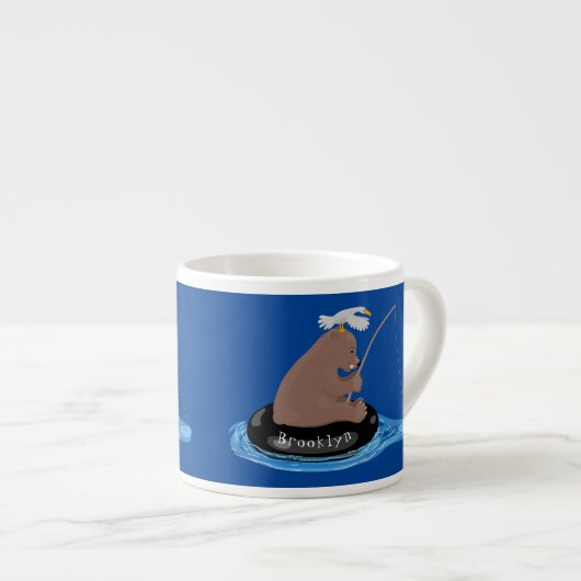 Afbeelding van de Cute beer cub Fishing cartoon Espresso Kop (Voorkant rechts)