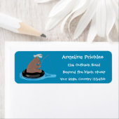 Afbeelding van de Cute beer cub Fishing cartoon Etiket (Insitu)