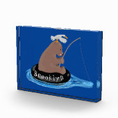 Afbeelding van de Cute beer cub Fishing cartoon Fotoblokken (Rechts)